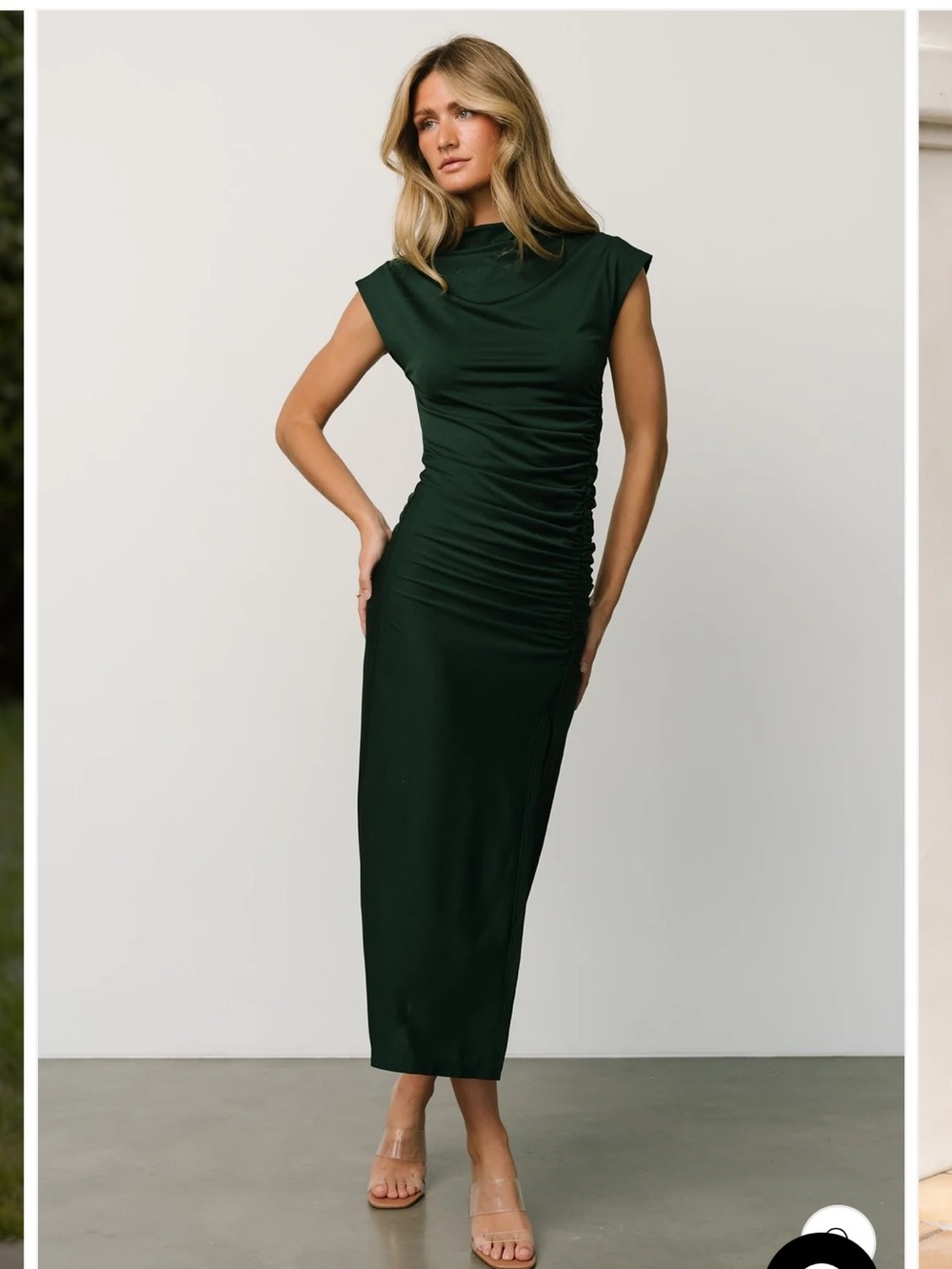 Baltic born green Sasha ruched maxi dress nwt large (runs small)